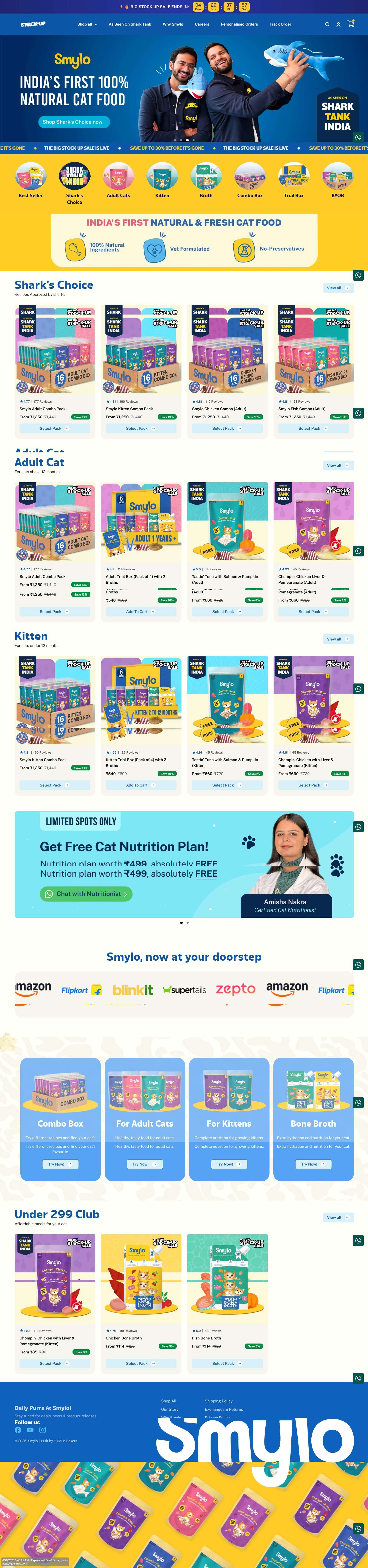 Smylo homepage: India's #1 natural cat food